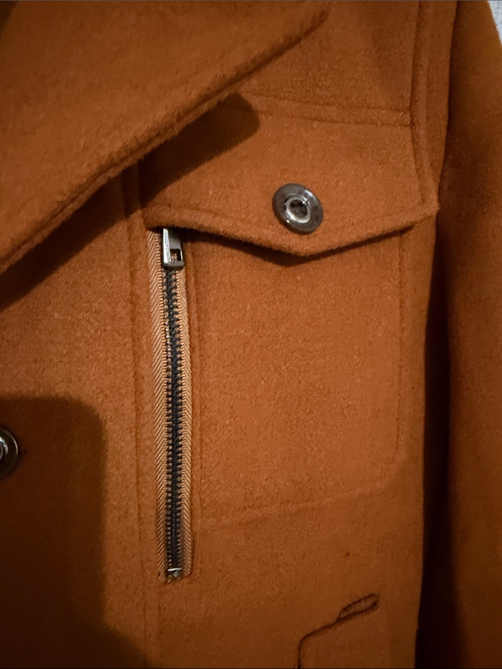Men's Camel Wool Blend Military-Inspired Pea Coat size M - Picture 6 of 11